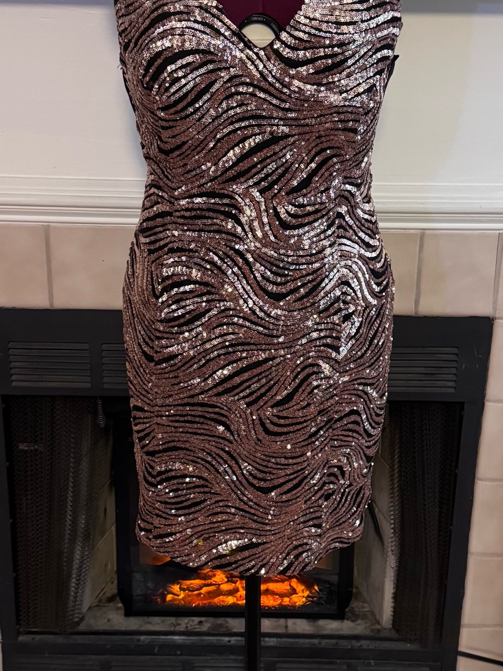 Charlotte Russe Rose Gold Midi Sequin Dress